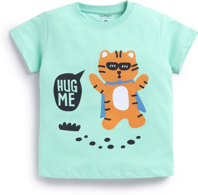 Cutie Melons Boys & Girls Printed Cotton Blend Regular T Shirt(Green, Pack of 1)