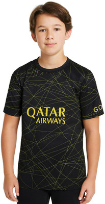 BUGOAT Boys & Girls Printed Polyester Regular T Shirt(Black, Pack of 1)