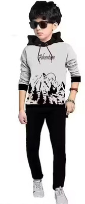 PRISUBH Boys & Girls Printed Cotton Blend Regular T Shirt(Grey, Pack of 1)