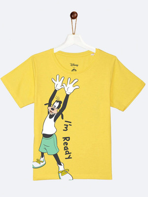 YK Disney Boys Printed Cotton Blend Regular T Shirt(Yellow, Pack of 1)