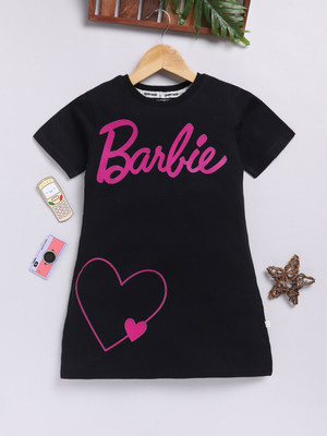 Happy Faces Baby Girls Cartoon Pure Cotton Regular T Shirt(Black, Pack of 1)