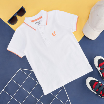 Pantaloons Junior Boys Solid Pure Cotton Regular T Shirt(White, Pack of 1)