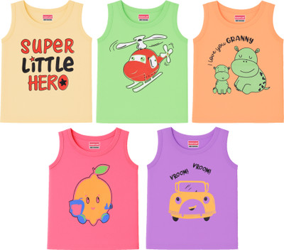 Toddylon Baby Boys & Baby Girls Printed Pure Cotton Regular T Shirt(Multicolor, Pack of 5)