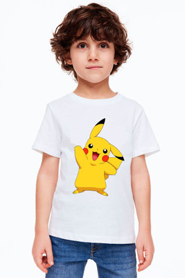 BQF Boys Cartoon Polyester Regular T Shirt(White, Pack of 1)