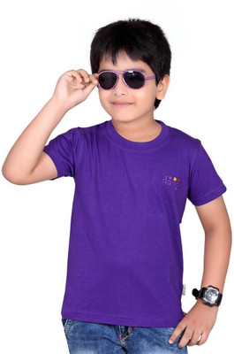 dongli Boys Solid Pure Cotton Regular T Shirt(Purple, Pack of 1)