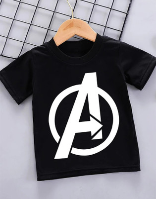 AAR STORE FASHION Boys & Girls Self Design Cotton Blend Regular T Shirt(Black, Pack of 1)