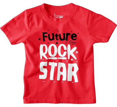 BonOrganik Boys Printed Pure Cotton Regular T Shirt(Red, Pack of 1)