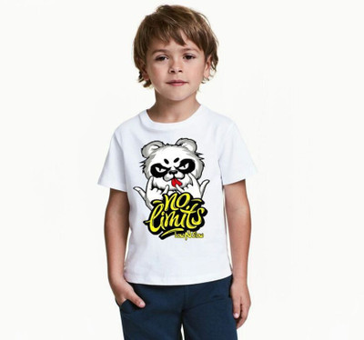 GPGARMENTS TREND Boys & Girls Printed Polyester Regular T Shirt(White, Pack of 1)