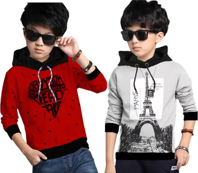 LILBITS Boys Printed Cotton Blend Regular T Shirt(Red, Pack of 2)