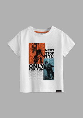 Codez Boys Self Design Cotton Blend Regular T Shirt(White, Pack of 1)