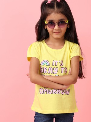 V-MART Girls Casual Pure Cotton Top(Yellow, Pack of 1)