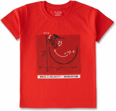 Luke and Lilly Boys Printed Cotton Blend T Shirt(Red, Pack of 1)