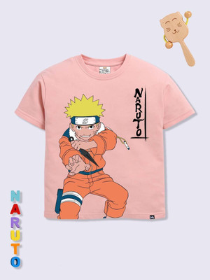 YK X Minute Mirth Boys Printed Cotton Blend Oversized T Shirt(Orange, Pack of 1)