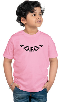 CHOMMBOOKA TRENDING Boys Typography, Printed Pure Cotton Regular T Shirt(Pink, Pack of 1)