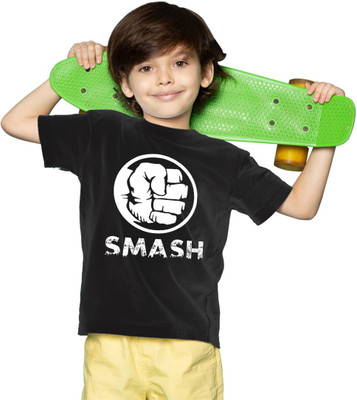 Zudys Boys Printed Pure Cotton Oversized T Shirt(Black, Pack of 1)