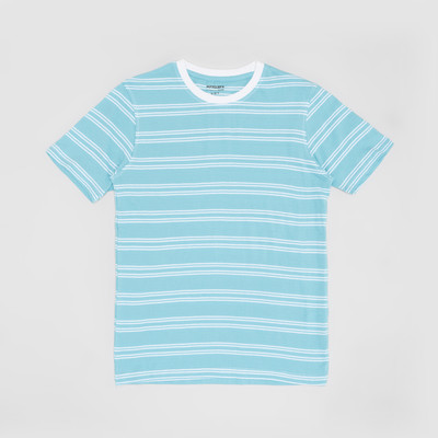 Pantaloons Junior Boys Striped Cotton Blend Regular T Shirt(Blue, Pack of 1)