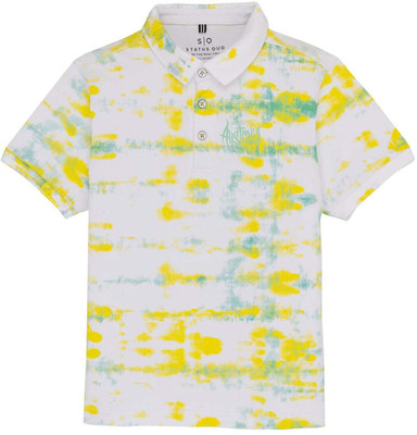 Status Quo Boys Printed Cotton Blend Regular T Shirt(Yellow, Pack of 1)