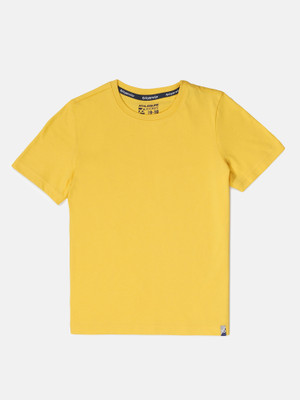 JOCKEY Boys Solid Pure Cotton Regular T Shirt(Yellow, Pack of 1)