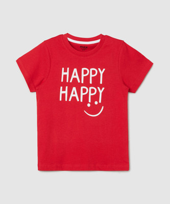 MAX Boys Printed Pure Cotton Regular T Shirt(Red, Pack of 1)
