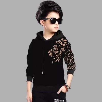 Sagar ji Enterprises Boys & Girls Animal Print Pure Cotton T Shirt(Black, Pack of 1)