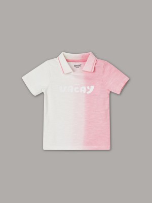 JUNIORS Baby Boys Printed Cotton Blend T Shirt(Pink, Pack of 1)