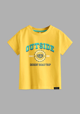 Codez Boys Self Design Cotton Blend Regular T Shirt(Yellow, Pack of 1)