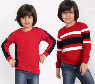 PROVOGUE Boys Colorblock Pure Cotton Regular T Shirt(Multicolor, Pack of 2)