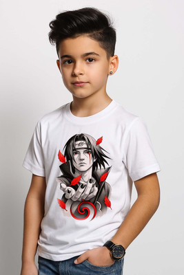 BHAIJIFASHION Boys & Girls Graphic Print Polyester Regular T Shirt(White, Pack of 1)