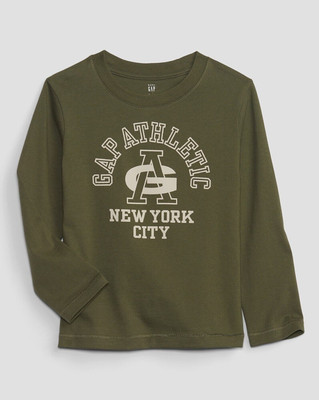 GAP Boys Graphic Print Pure Cotton Regular T Shirt(Green, Pack of 1)