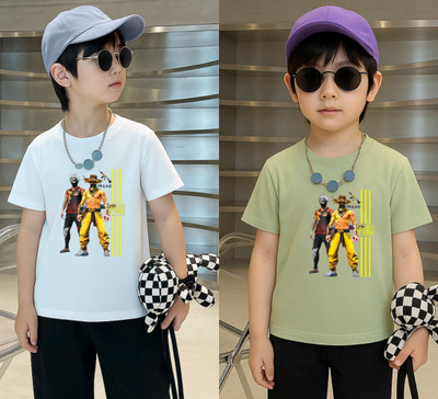 Lecowar Boys Printed Polyester Regular T Shirt(White, Green, Pack of 2)