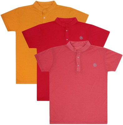 MYO Boys & Girls Solid Cotton Blend Regular T Shirt(Multicolor, Pack of 3)