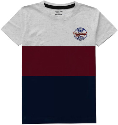 MIST N FOGG Boys Colorblock Cotton Blend Regular T Shirt(Multicolor, Pack of 1)