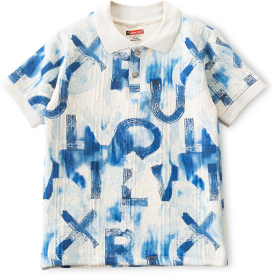JACKBOY Boys Printed Cotton Blend Regular T Shirt(Blue, Pack of 1)