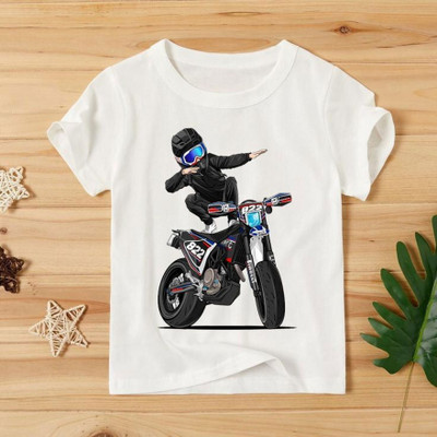 KPPRINT Boys & Girls Printed Cotton Blend Regular T Shirt(White, Pack of 1)