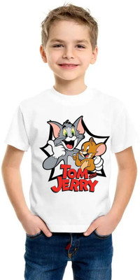 SNIFFY Boys Printed Polyester Regular T Shirt(White, Pack of 1)