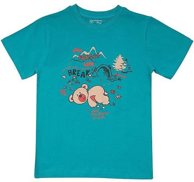 Texman Boys Printed Pure Cotton Regular T Shirt(Blue, Pack of 1)