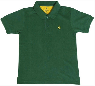 NeuVin Boys Solid Cotton Blend Regular T Shirt(Dark Green, Pack of 1)