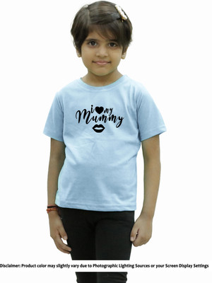 CHOMMBOOKA TRENDING Boys & Girls Typography Pure Cotton Regular T Shirt(Light Blue, Pack of 1)