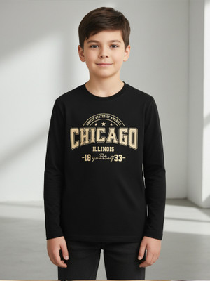 PROVOGUE Boys Printed Pure Cotton Regular T Shirt(Black, Pack of 1)