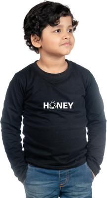 CHOMMBOOKA TRENDING Boys Typography Cotton Blend Regular T Shirt(Black, Pack of 1)
