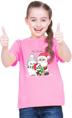 Zudys Girls Graphic Print Pure Cotton Oversized T Shirt(Pink, Pack of 1)