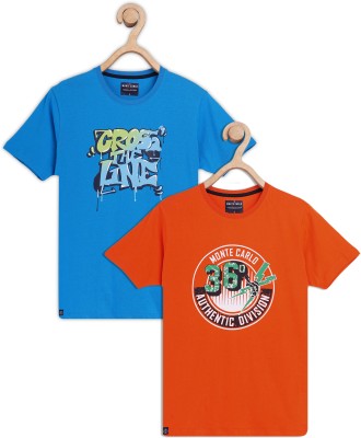 MONTE CARLO Boys Printed Pure Cotton T Shirt(Multicolor, Pack of 2)