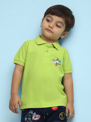 Nusyl Boys Printed Polycotton Regular T Shirt(Green, Pack of 1)