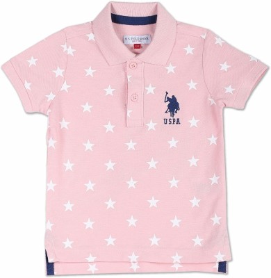 U.S. POLO ASSN. Boys Printed Pure Cotton T Shirt(Pink, Pack of 1)