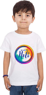 THEYOUNGESTTEE Boys Typography, Printed Cotton Blend Regular T Shirt(White, Pack of 1)