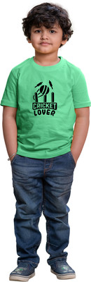 CHOMMBOOKA TRENDING Boys Graphic Print Pure Cotton Regular T Shirt(Light Green, Pack of 1)