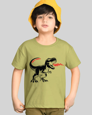 AOOSH Boys Printed Cotton Blend Regular T Shirt(Green, Pack of 1)