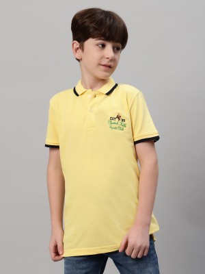 CANTABIL Boys Solid Polycotton Regular T Shirt(Yellow, Pack of 1)