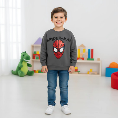 NX KIDDO WORLD Boys Graphic Print Pure Cotton Regular T Shirt(Grey, Pack of 1)