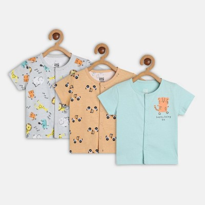 MINI KLUB Baby Boys Printed Pure Cotton Regular T Shirt(Multicolor, Pack of 3)